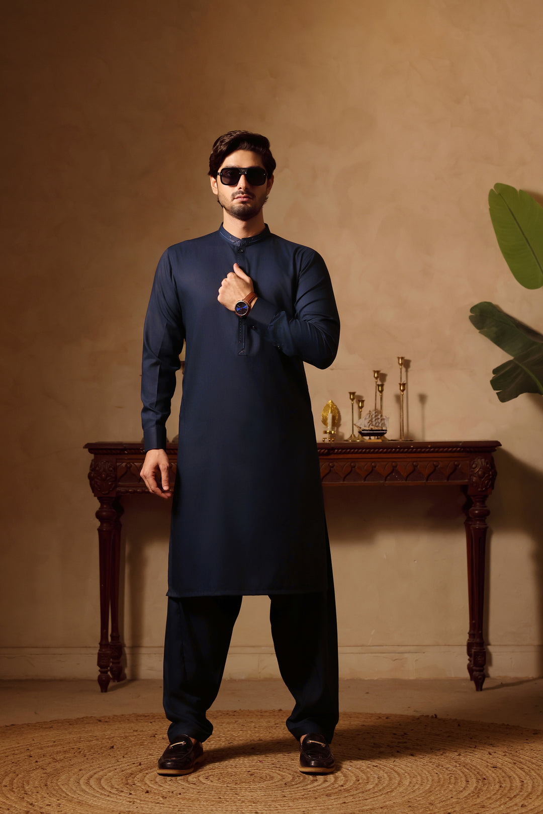 Navy Design Nafees Kurta Shalwar | KS-253