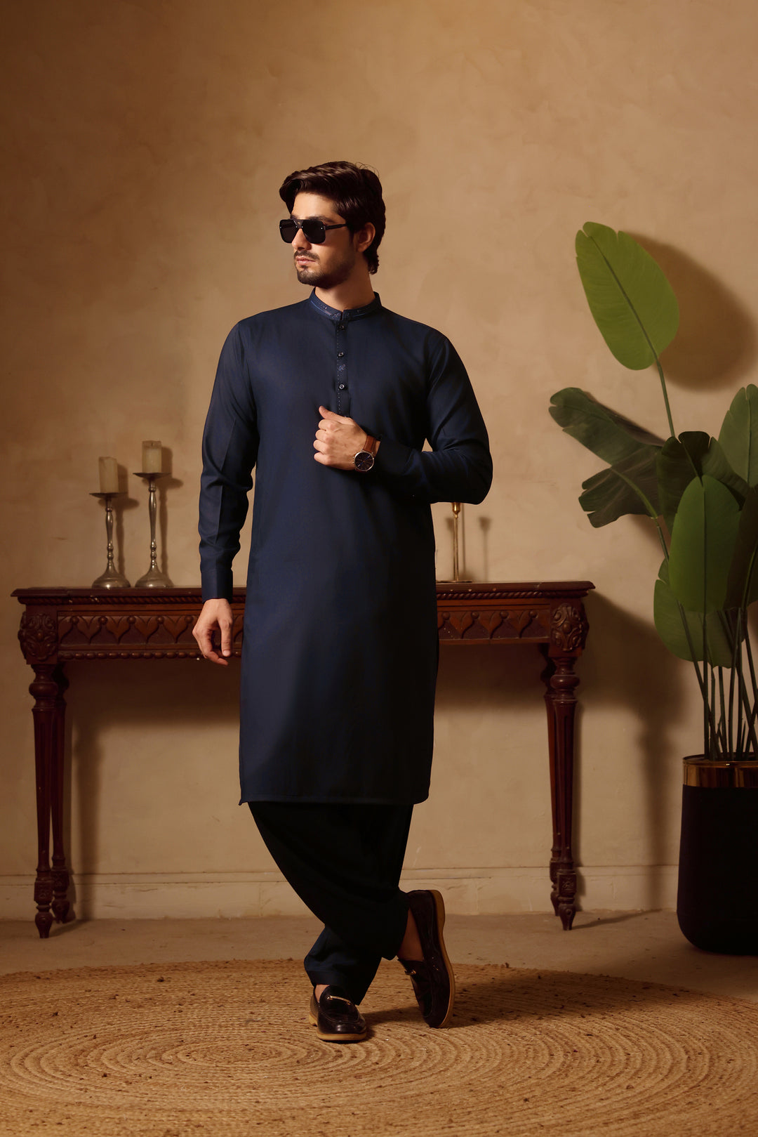 Navy Design Nafees Kurta Shalwar | KS-253