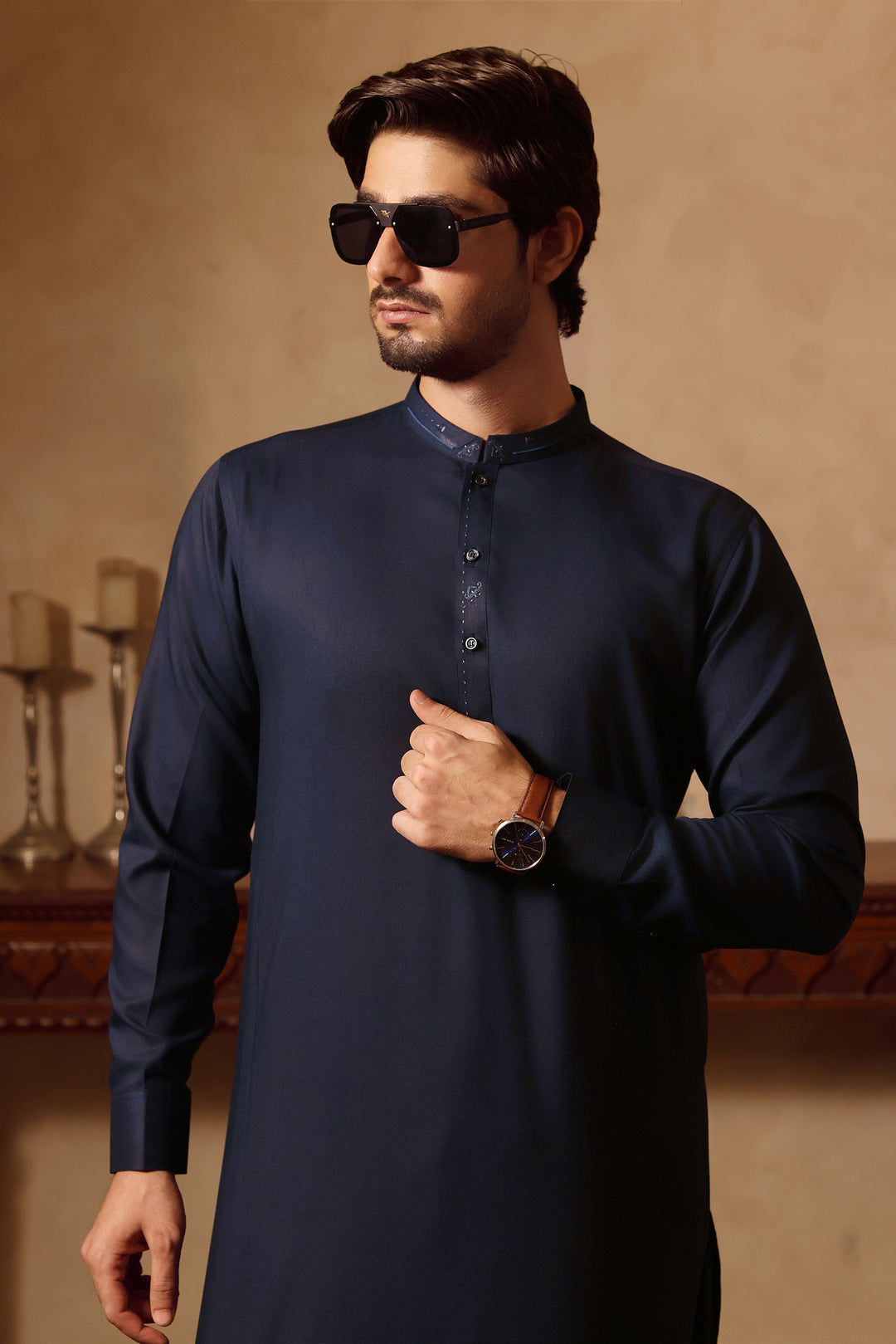 Navy Design Nafees Kurta Shalwar | KS-253