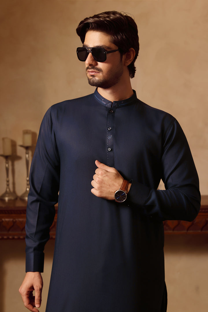 Navy Design Nafees Kurta Shalwar | KS-253