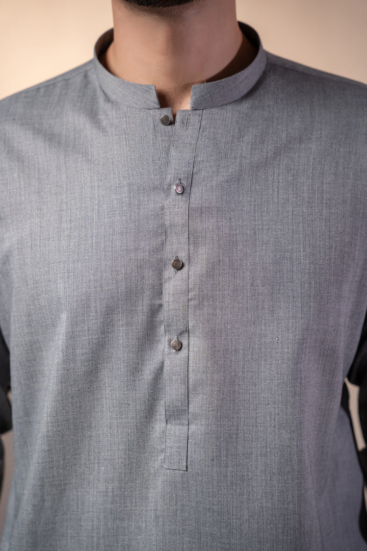 Malaysia Grey Plain Kurta Shalwar | KS-255