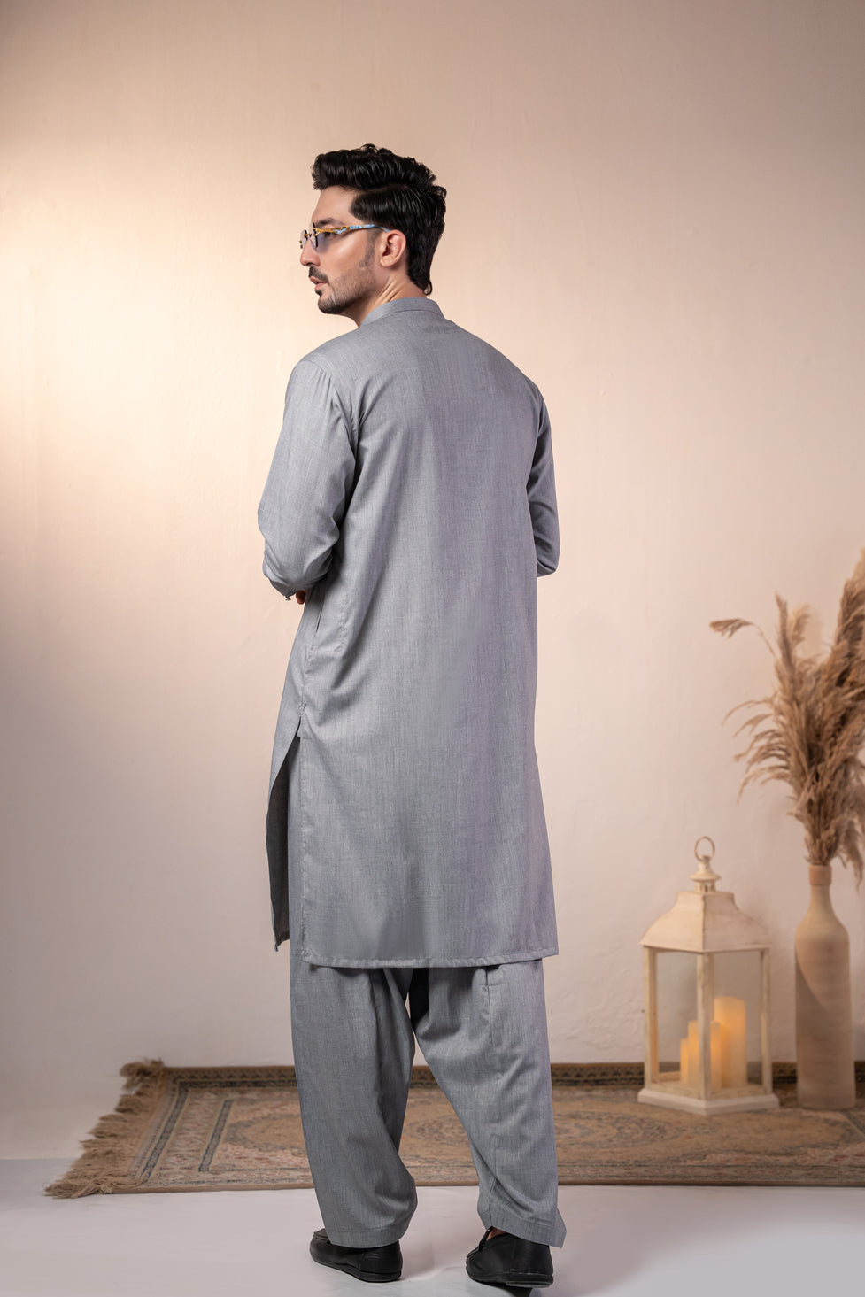 Malaysia Grey Plain Kurta Shalwar | KS-255