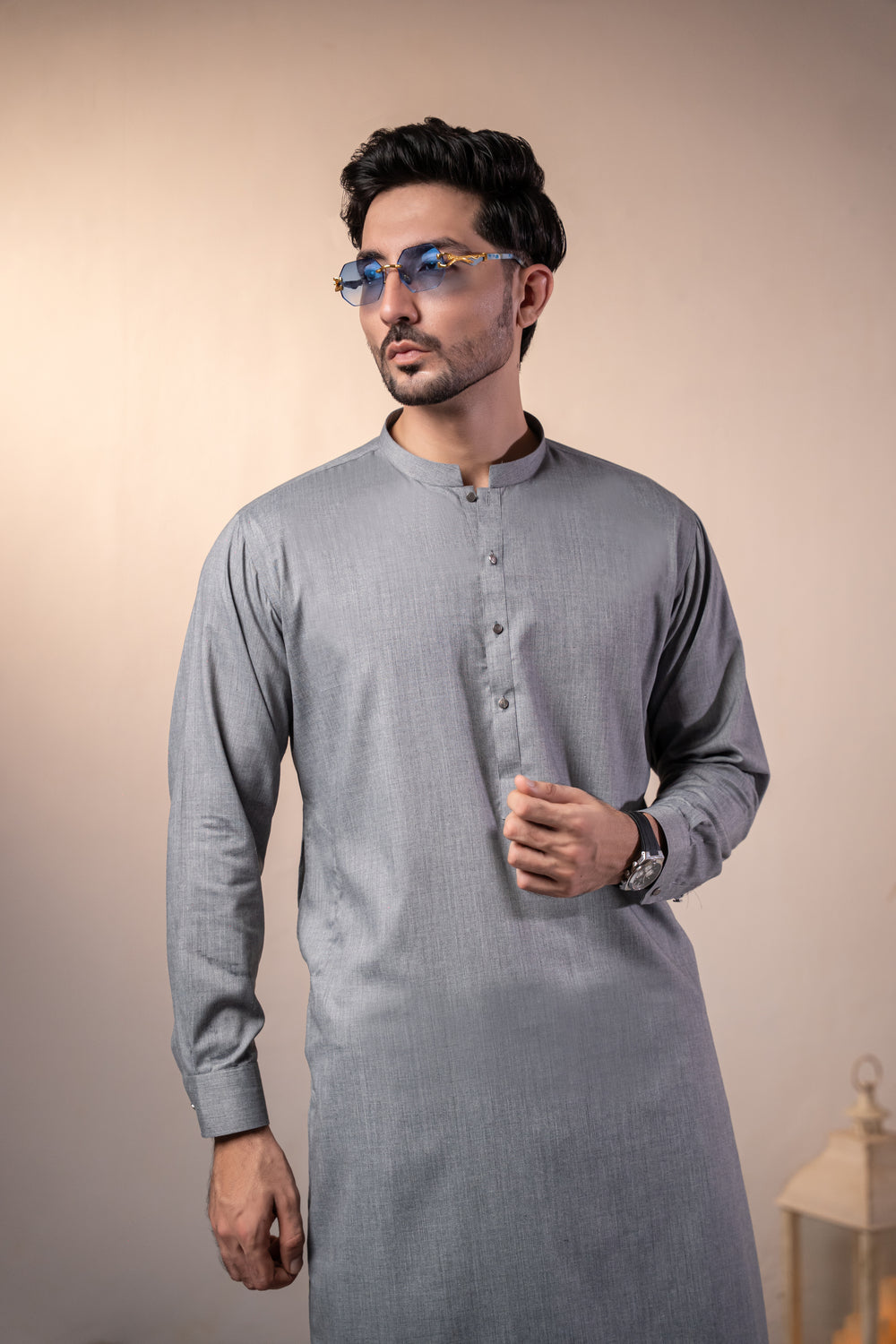 Malaysia Grey Plain Kurta Shalwar | KS-255