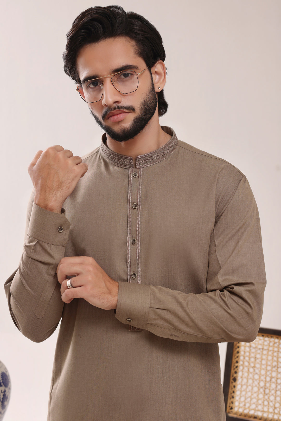 Brown Emb Kurta Shalwar | KS-259