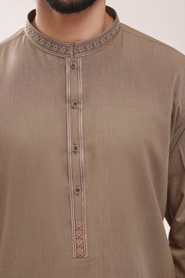 Brown Emb Kurta Shalwar | KS-259