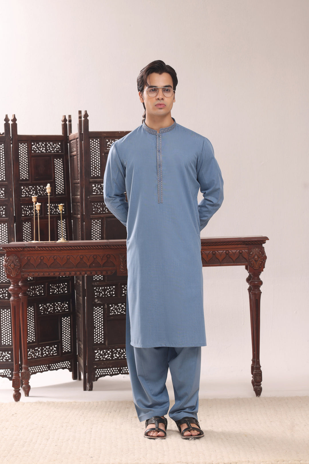 Light Blue Emb Kurta Shalwar | KS-260
