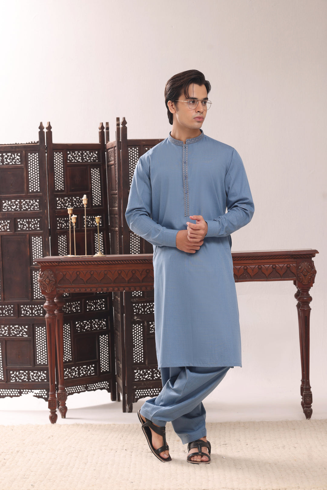 Light Blue Emb Kurta Shalwar | KS-260
