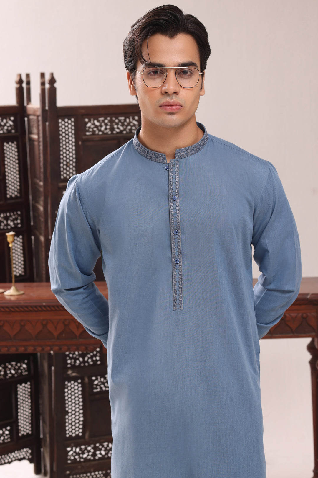 Light Blue Emb Kurta Shalwar | KS-260