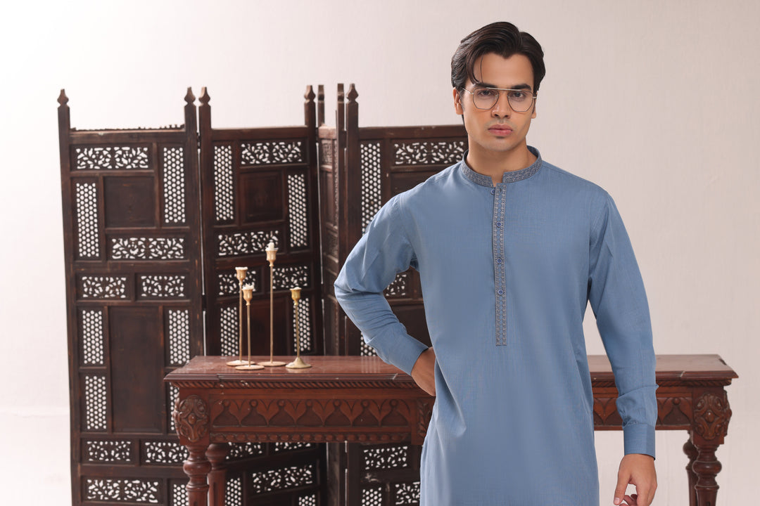 Light Blue Emb Kurta Shalwar | KS-260