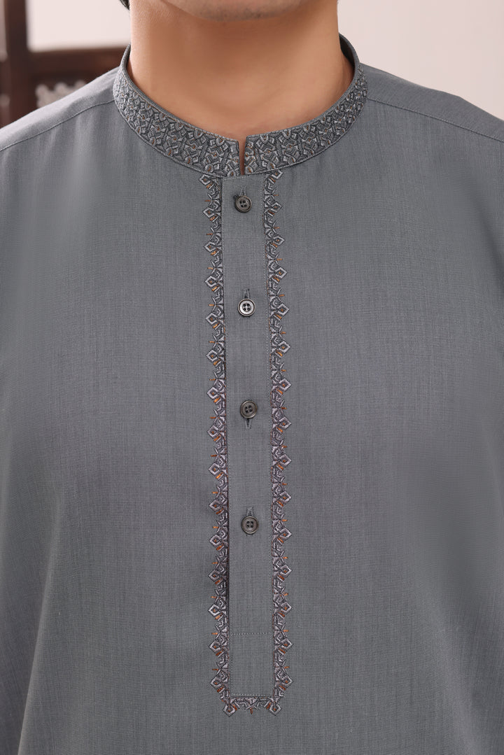 Light Grey Emb Kurta Shalwar | KS-261
