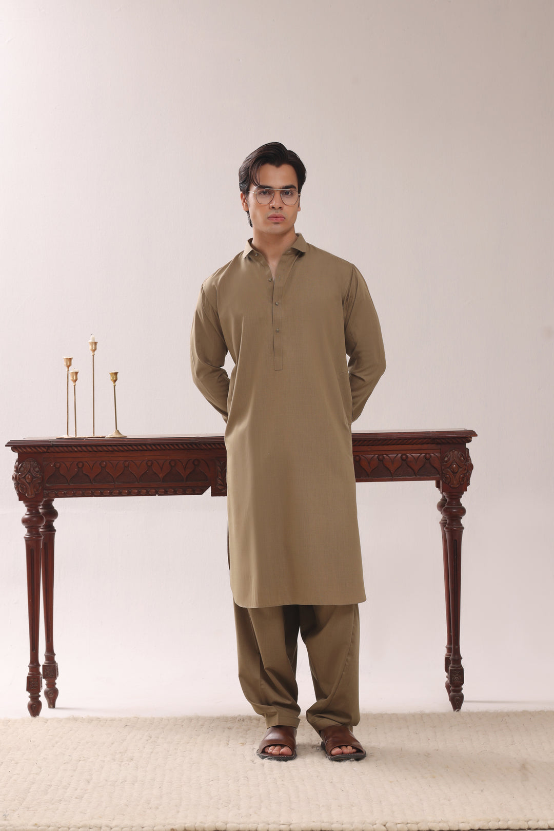 Camel Plain Kurta Shalwar | KS-262