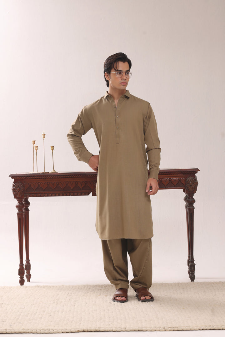 Camel Plain Kurta Shalwar | KS-262