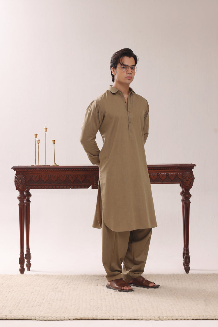 Camel Plain Kurta Shalwar | KS-262