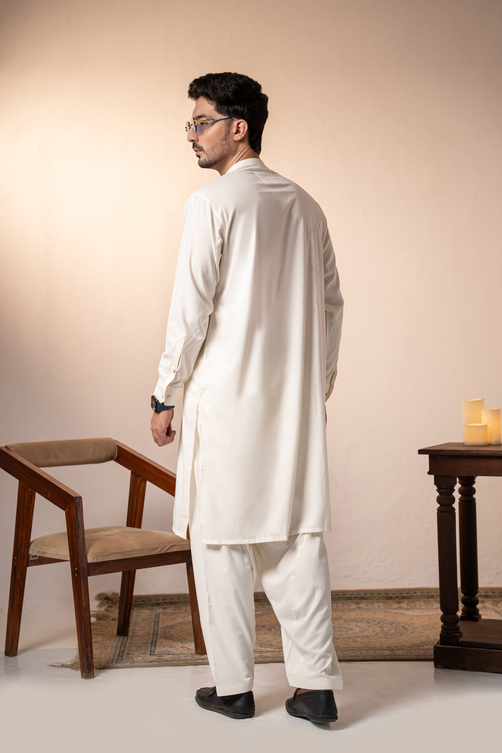 Cream Plain Kurta Shalwar | KS-265