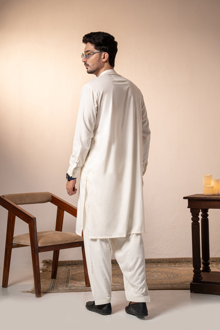 Cream Plain Kurta Shalwar | KS-265