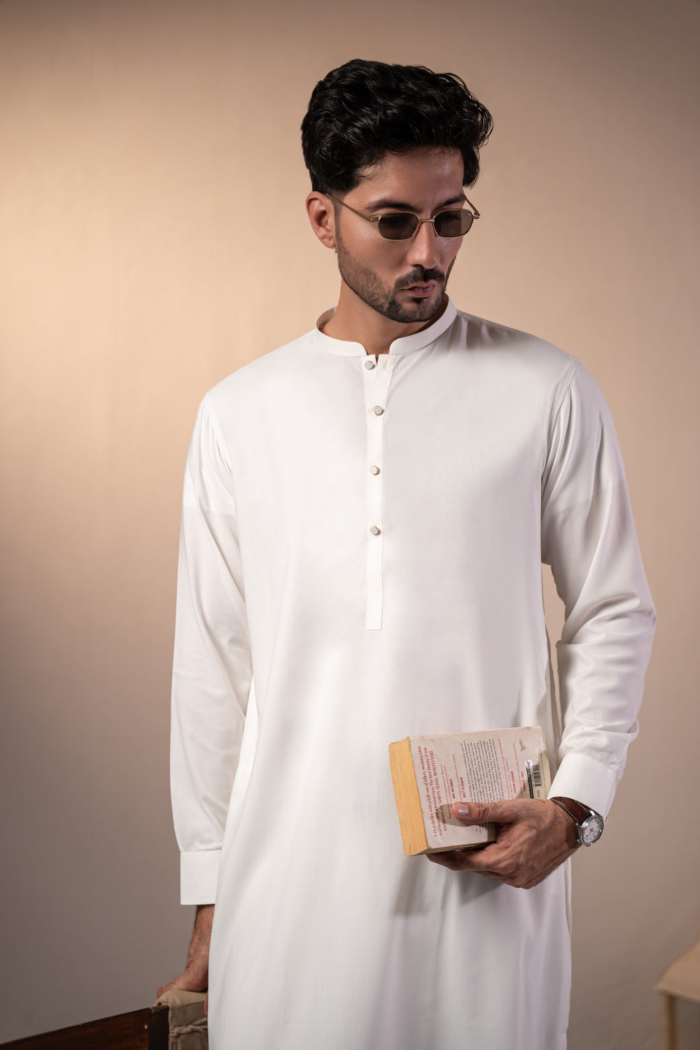 Off-White Plain Kurta Shalwar | KS-267