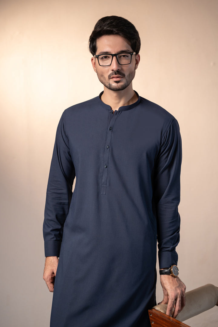 Navy Plain Kurta Shalwar | KS-268