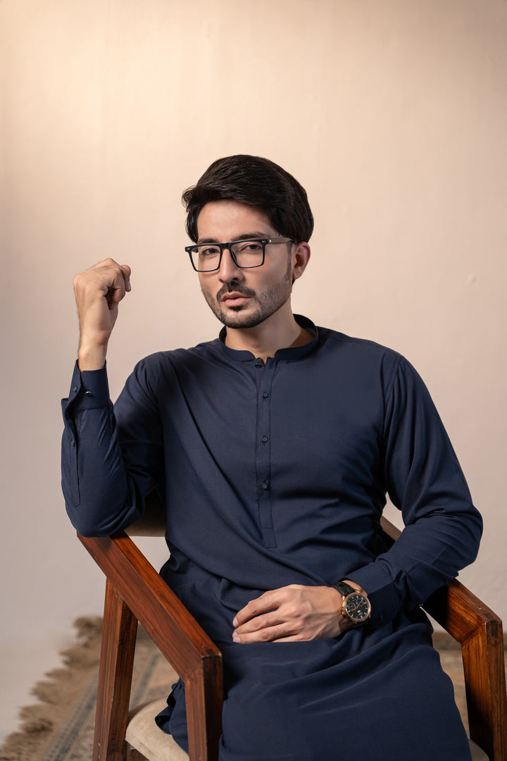 Navy Plain Kurta Shalwar | KS-268
