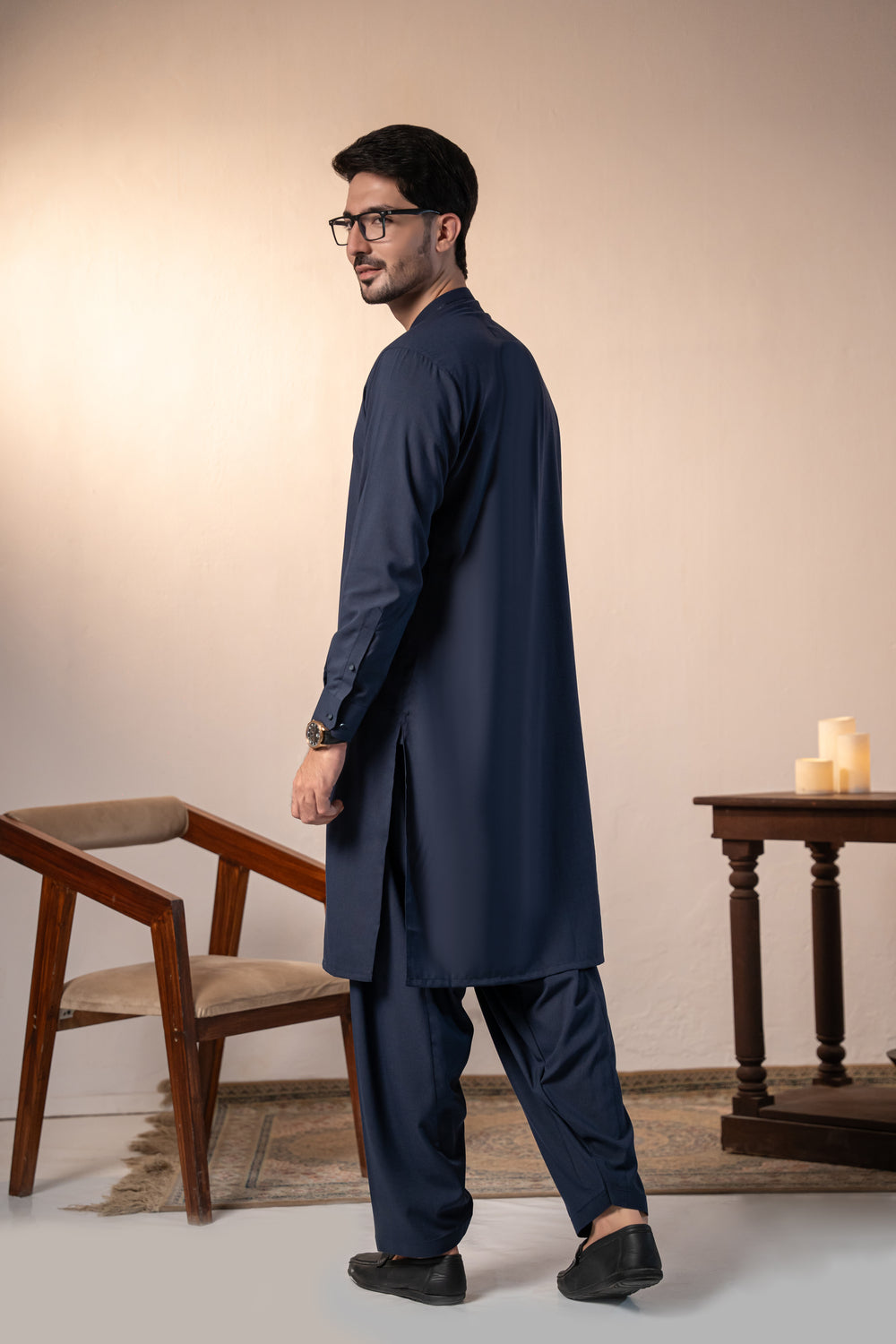 Navy Plain Kurta Shalwar | KS-268