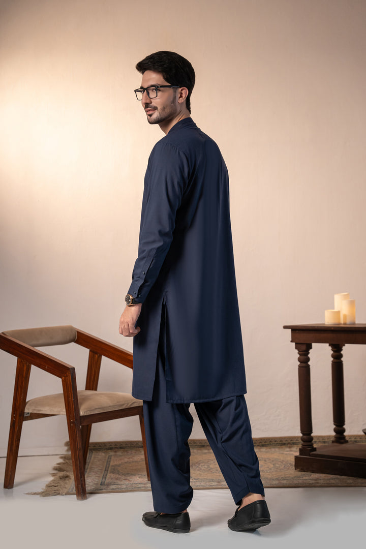 Navy Plain Kurta Shalwar | KS-268