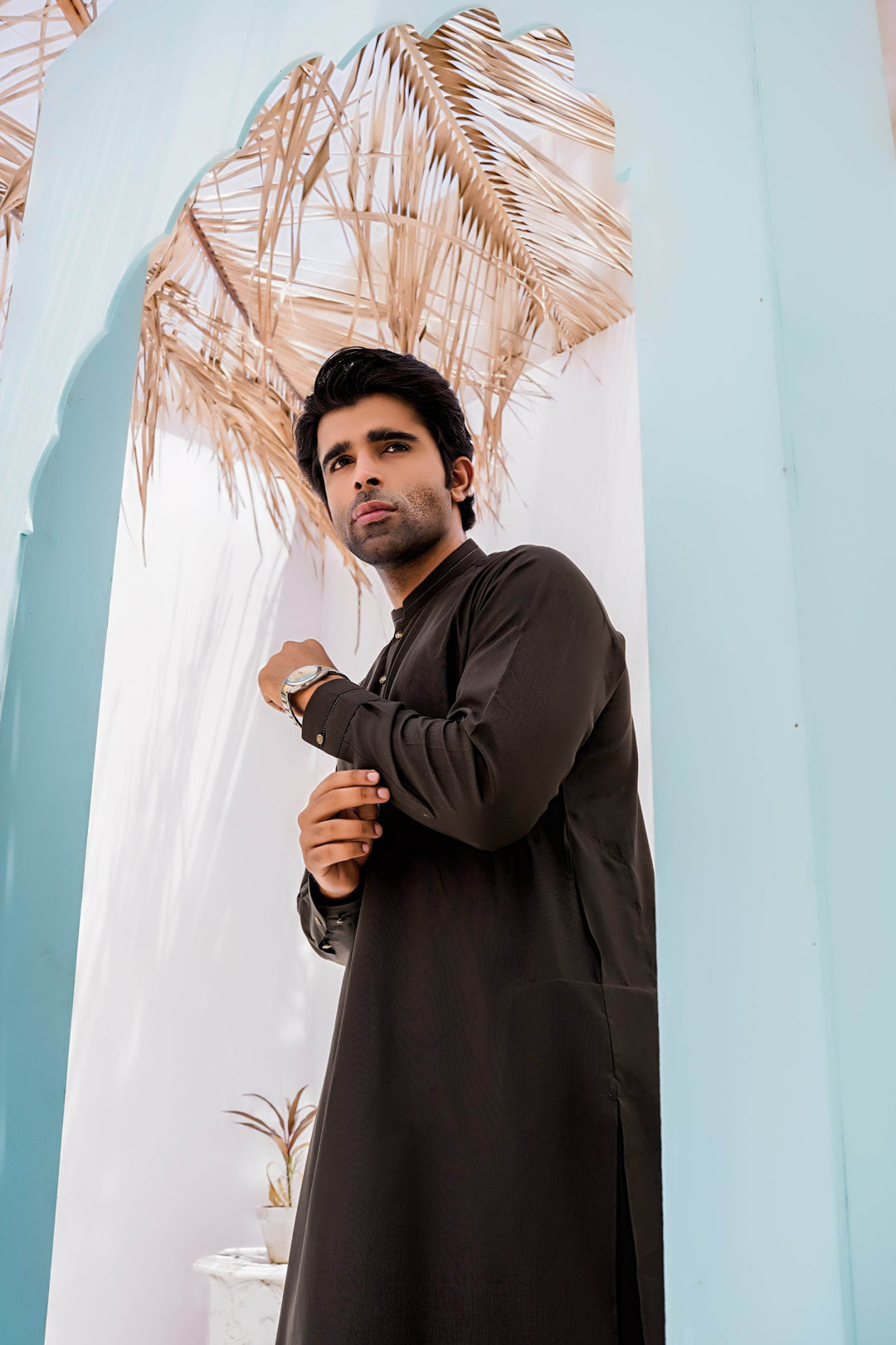 Olive Green Self Kurta Shalwar | ADKS-077 - Al-Deebaj