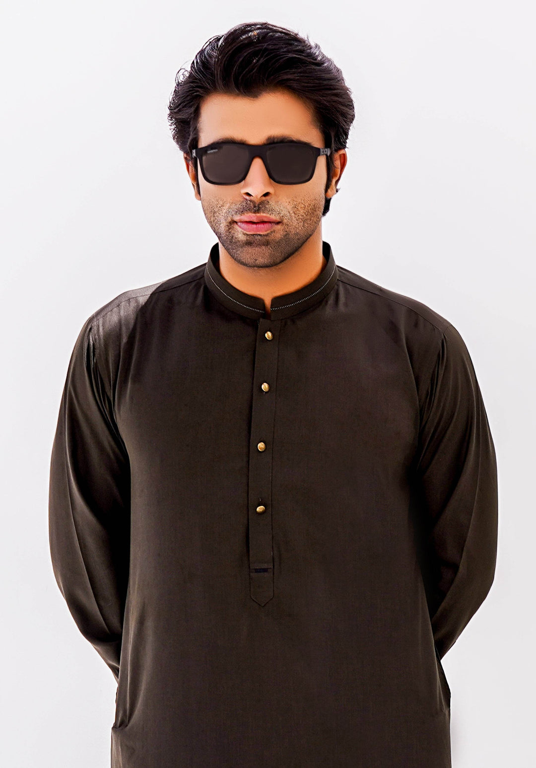 Olive Green Self Kurta Shalwar | ADKS-077 - Al-Deebaj