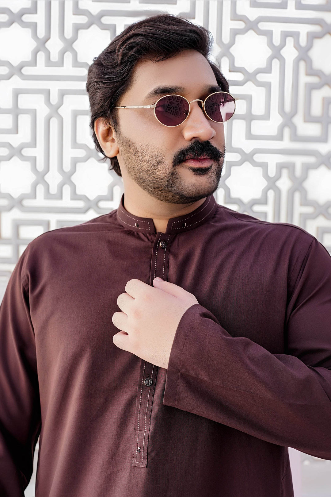 Brown Self Kurta Shalwar | ADKS-079 - Al-Deebaj