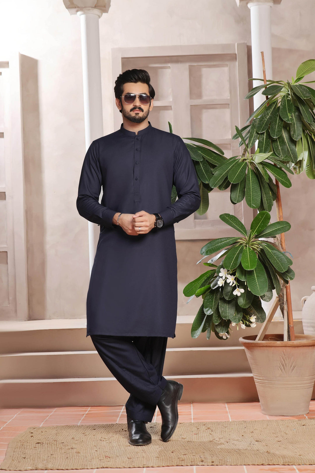 Nayab Navy Blue Kurta Shalwar | ADKS-084 - Al-Deebaj