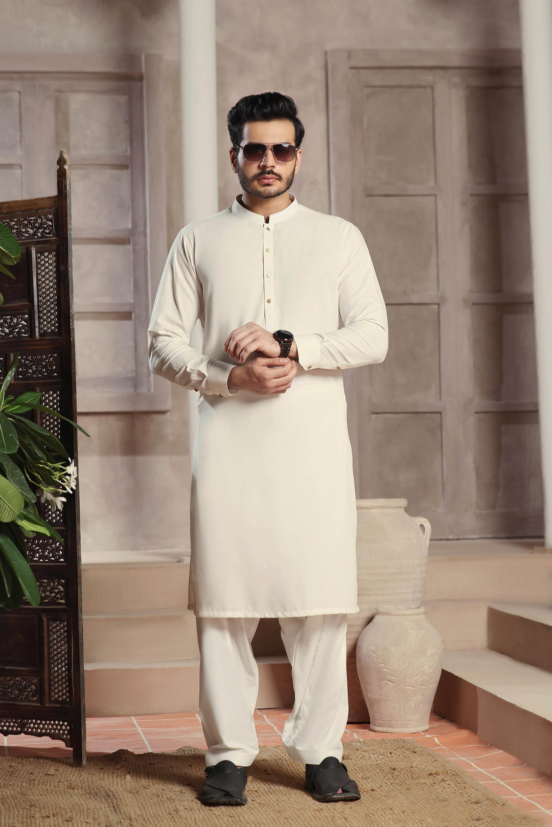 Nayab Cream Kurta Shalwar | ADKS-087 - Al-Deebaj