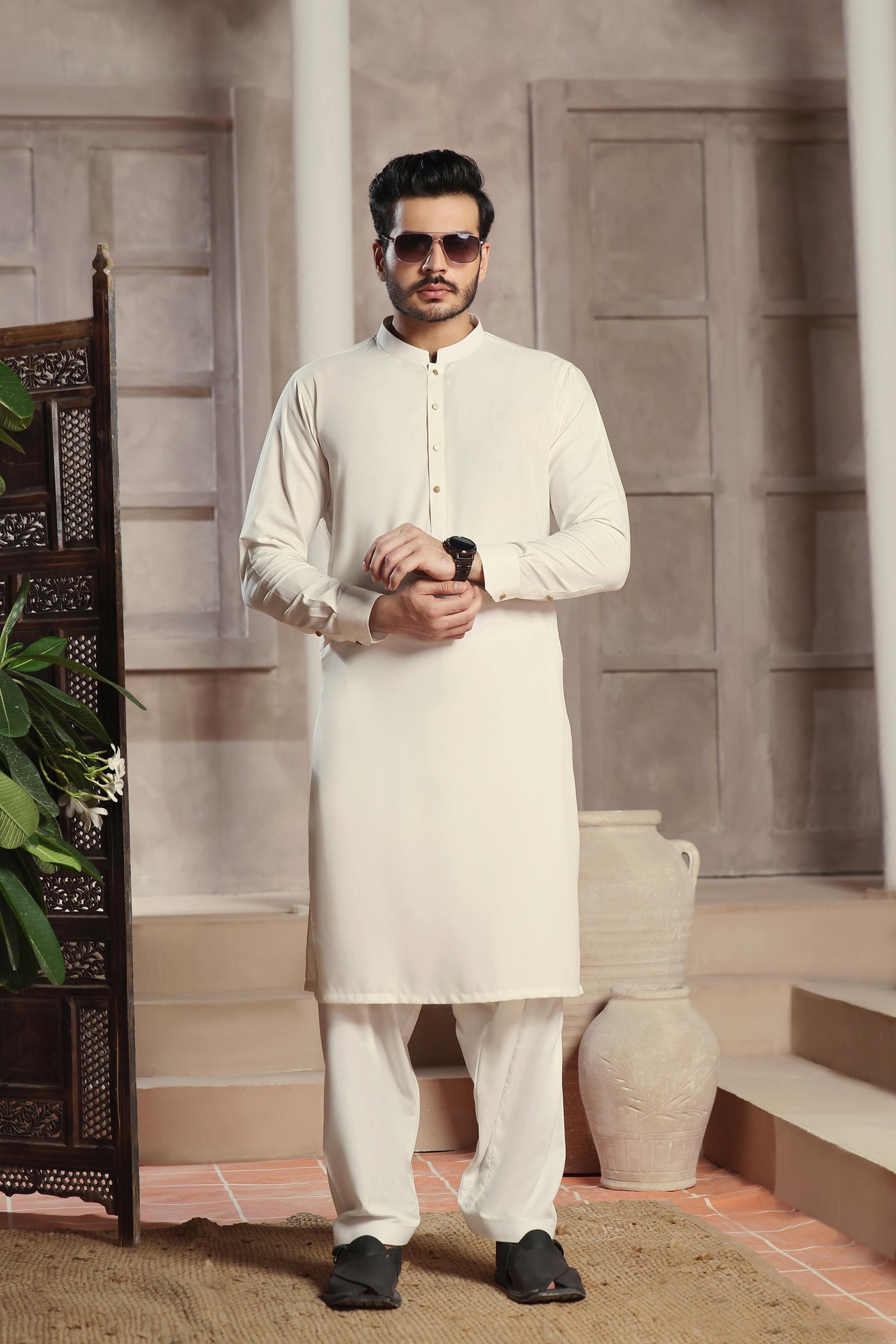 Nayab Cream Kurta Shalwar | ADKS-087