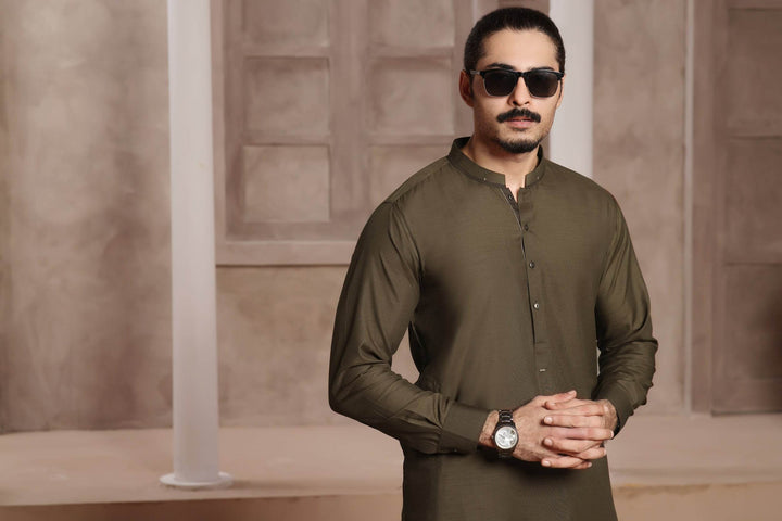Brown Self Kurta Shalwar | ADKS-096 - Al-Deebaj