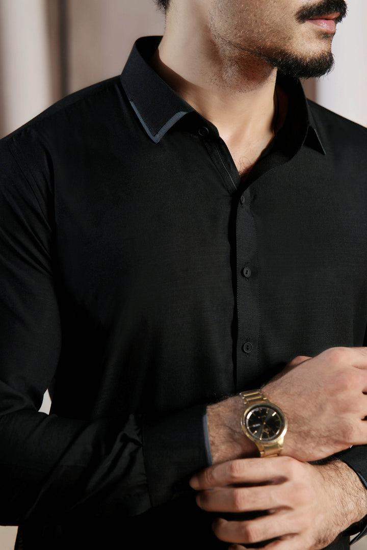 Black Self Kurta Shalwar | ADKS-097 - Al-Deebaj