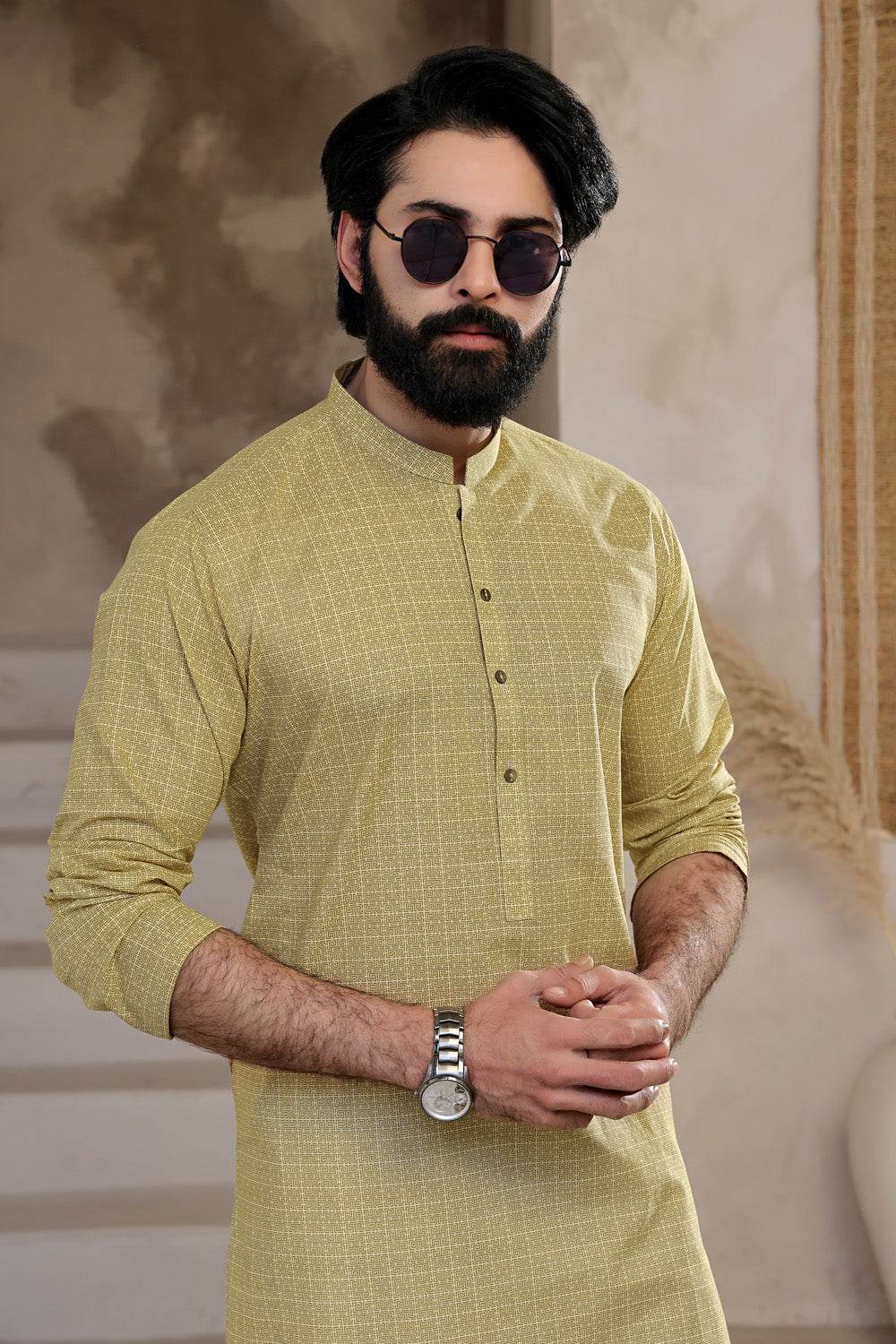 Khaaki Printed Kurta | ADKR-024 - Al-Deebaj