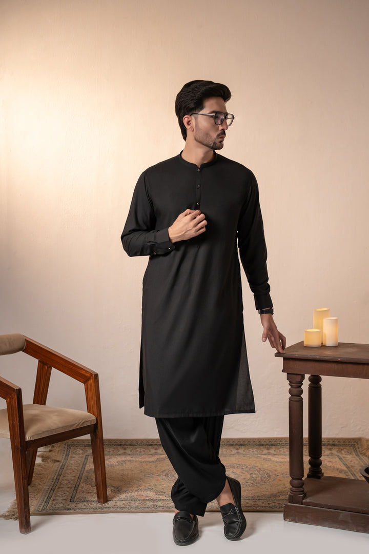 Black Plain Kurta Shalwar| KS-266