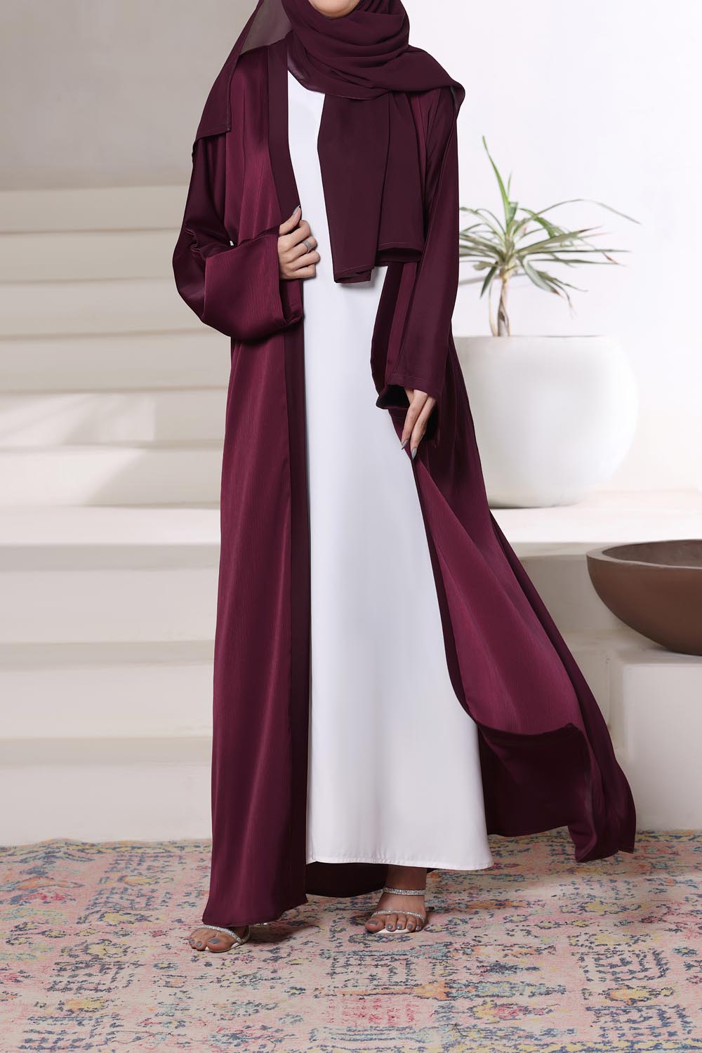 Maroon Front Open Gown