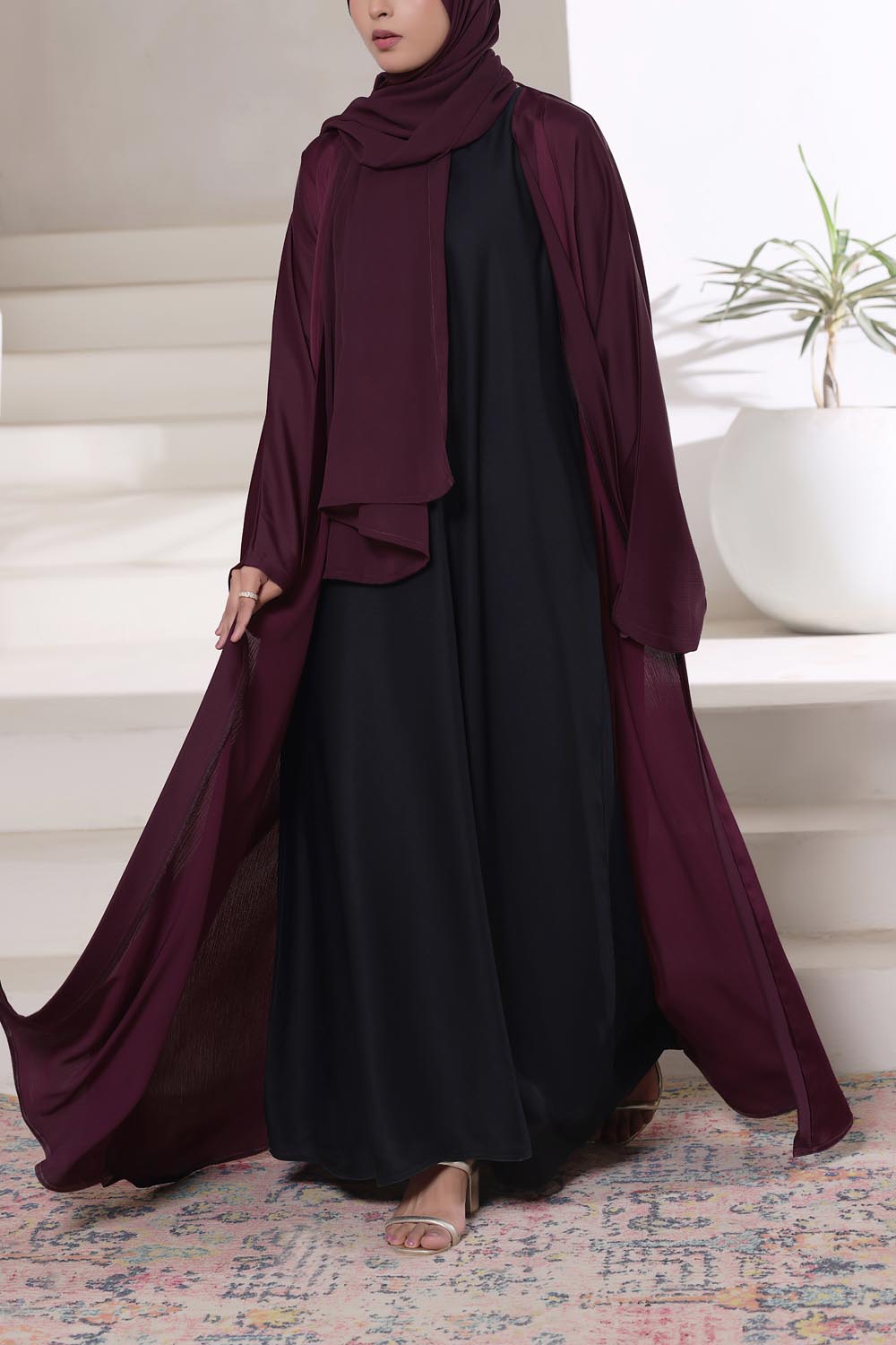 Maroon Front Open Gown