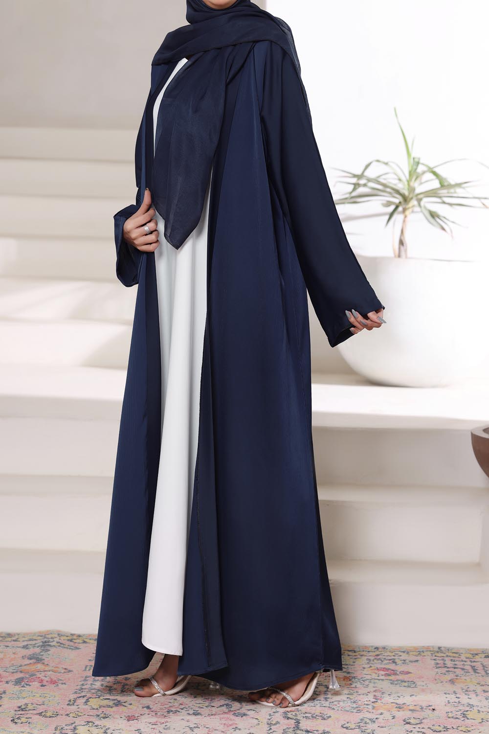 Navy Blue Front Open Gown
