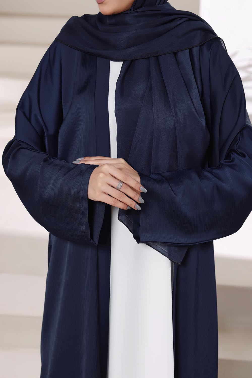 Navy Blue Front Open Gown