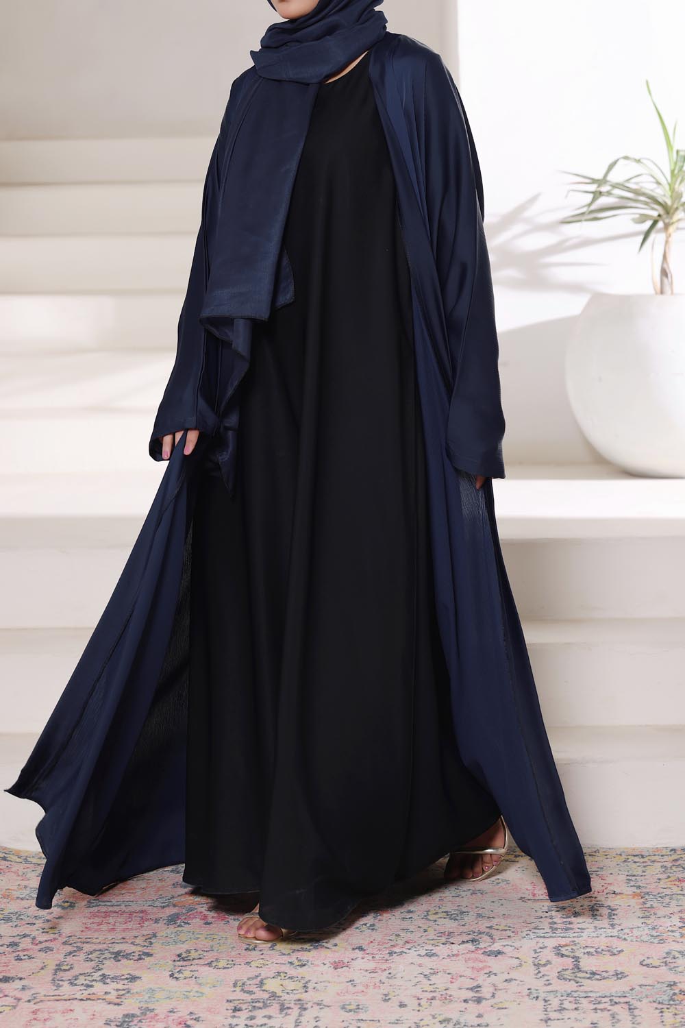 Navy Blue Front Open Gown