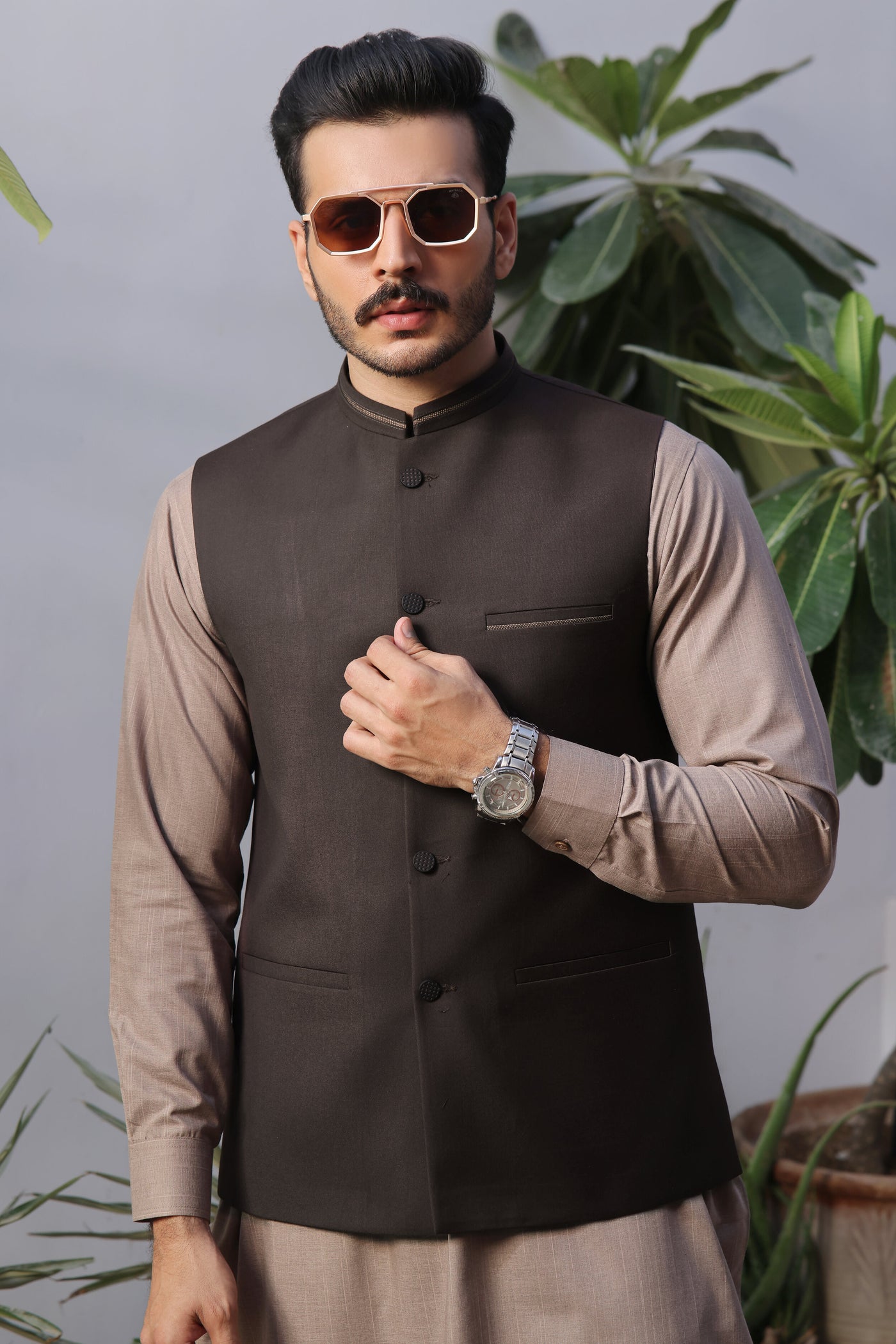 Brown Naqsh Waist Coat | RWC-P64