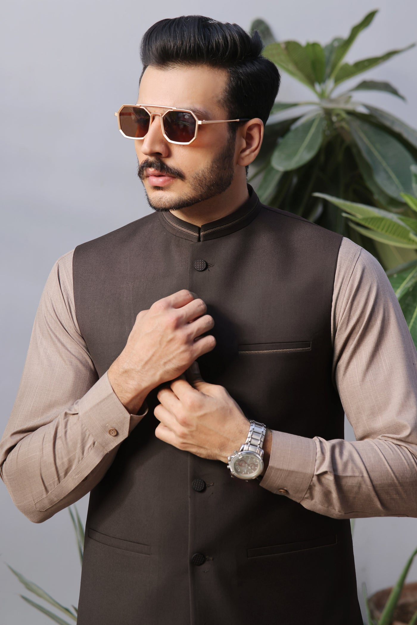 Brown Naqsh Waist Coat | RWC-P64