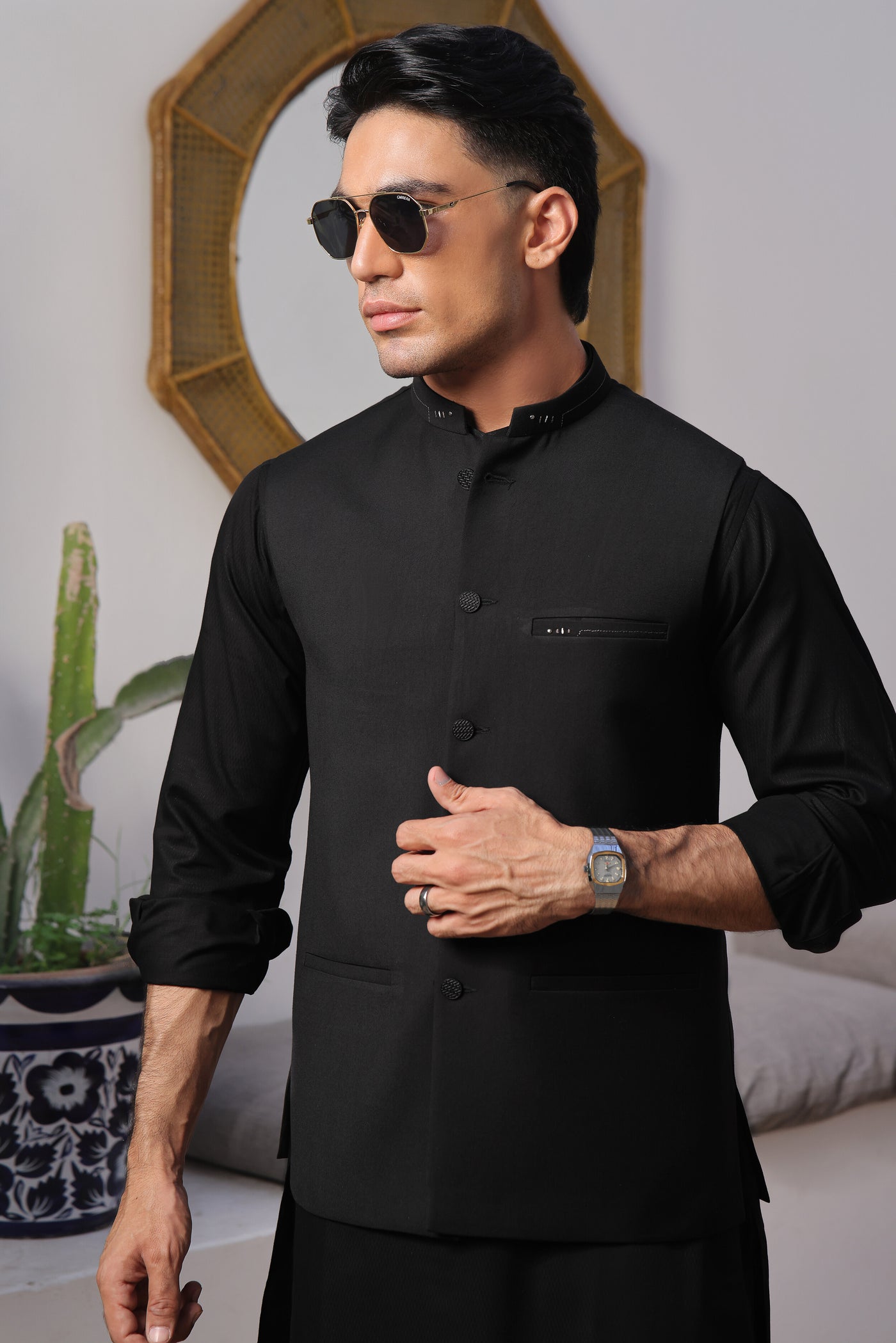 Black Naqsh Waist-Coat | RWC-P70