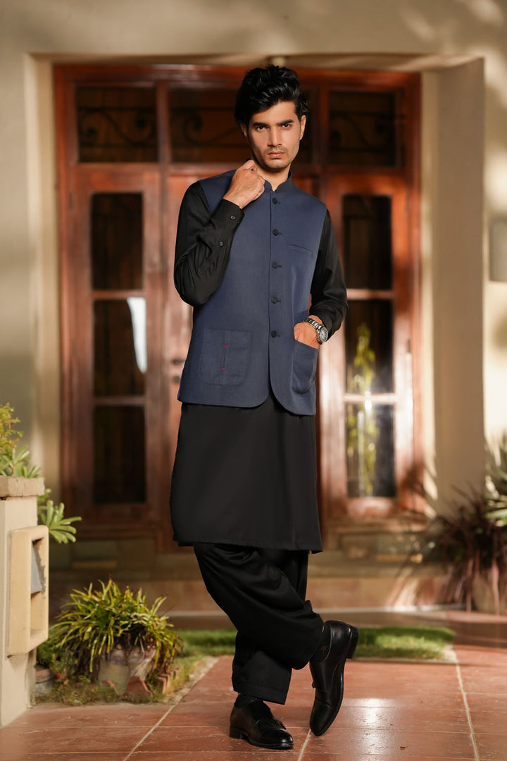 Blue Design Waist-Coat | P101