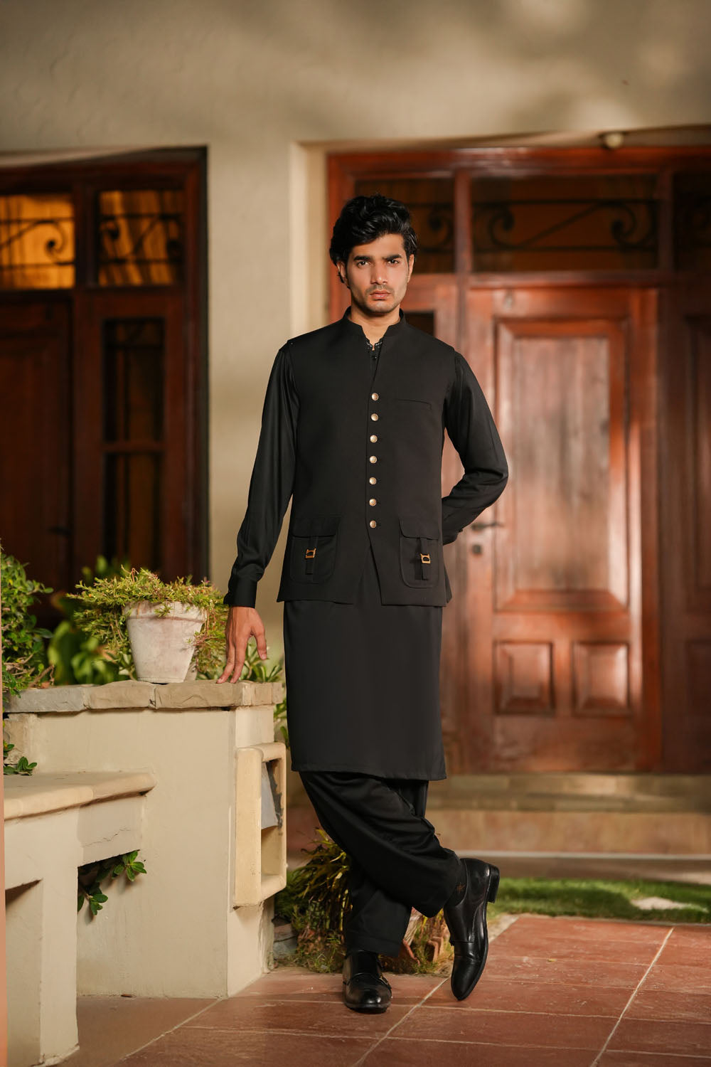 Black Design Waist-Coat | P-107