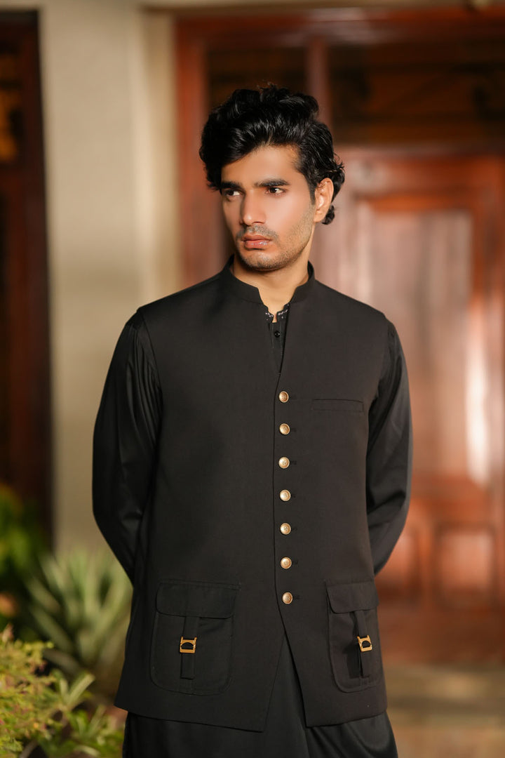 Black Design Waist-Coat | P-107