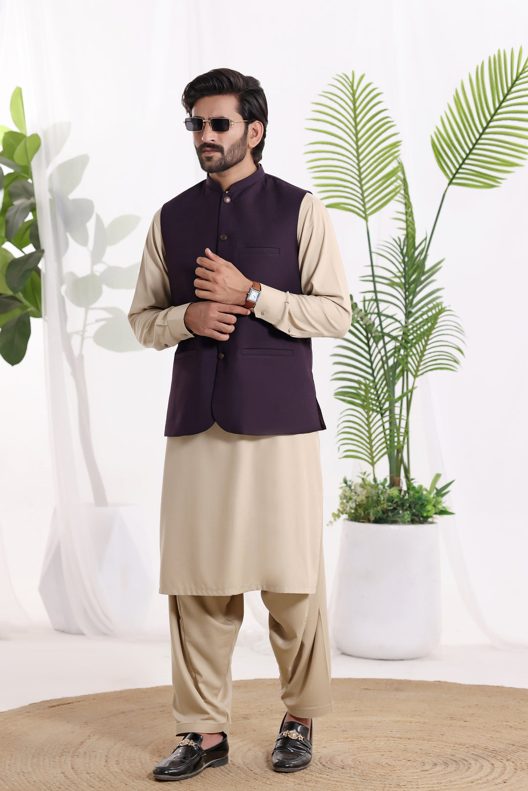 Burgundy Waist Coat | P-125