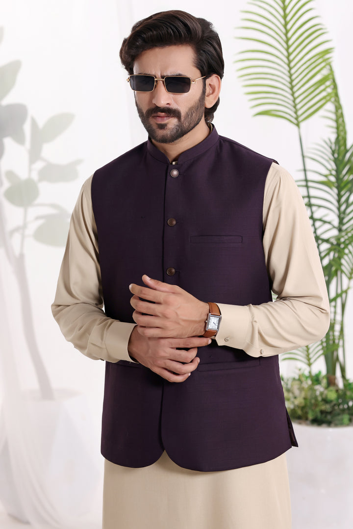 Burgundy Waist Coat | P-125
