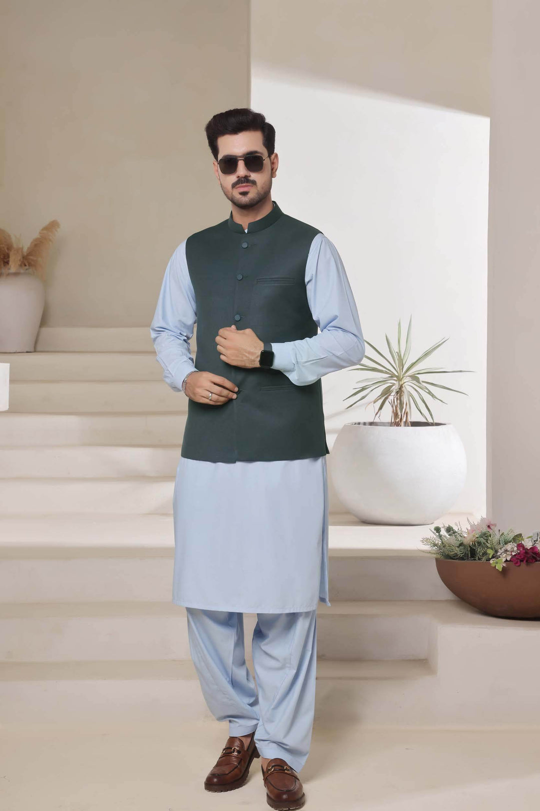Sea Green Waist Coat - Al-Deebaj