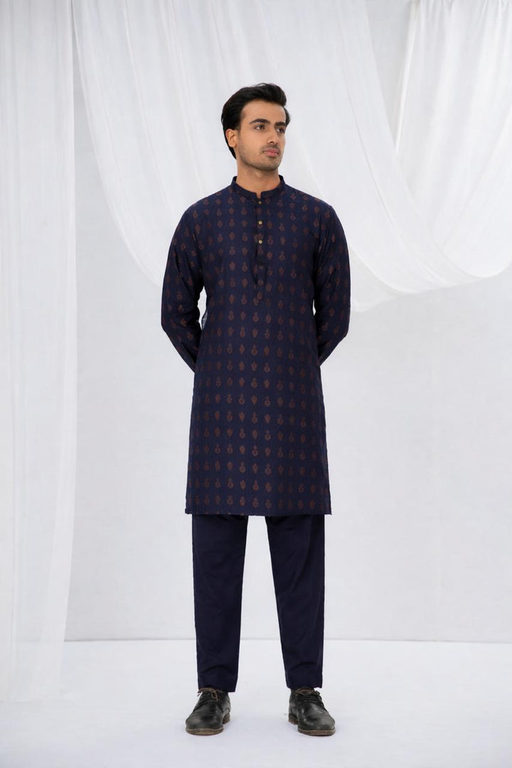 Navy Plain Kurta Pajama | KP-041