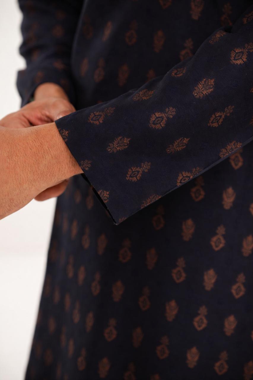 Navy Plain Kurta Pajama | KP-041